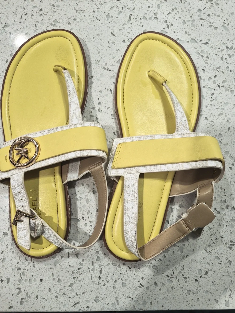 Michael Kors Yellow Logo Strap Sandals for Women size 9.5